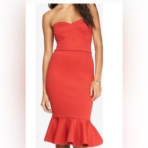 Express Red strapless dress